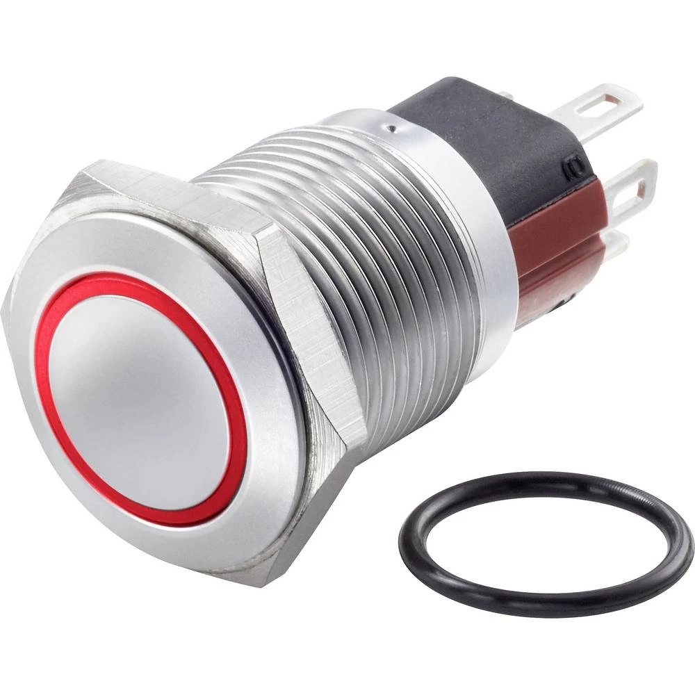 TRU COMPONENTS TC-GQ16-KF-11ZE/J/R/12V/C tlačni prekidač sa zaštitom od vandalizma 48 V/DC 2 A 1 x off/on IP65 zadržava slika