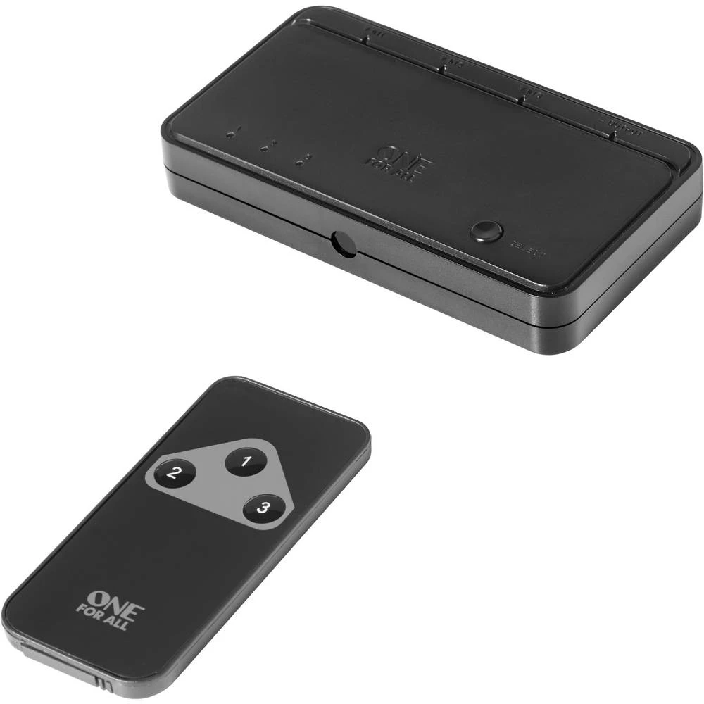 3 vrata HDMI prekidač One For All SV 1630 Mogućnost 3D upotrebe , LED zaslon, Sa daljinskim upravljačem 1080 piksel slika