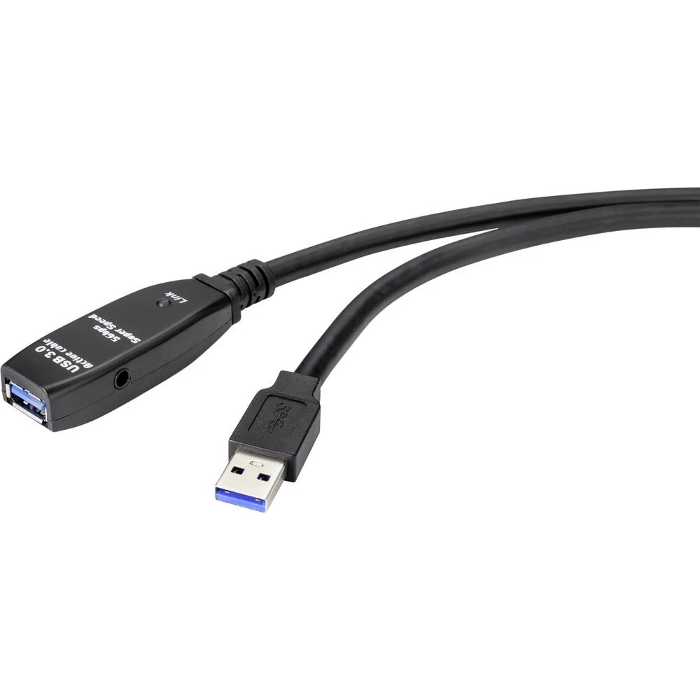 Renkforce    USB kabel    USB 3.2 gen. 1 (USB 3.0)    USB-A utikač, USB-A utičnica    15.00 m    crna slika