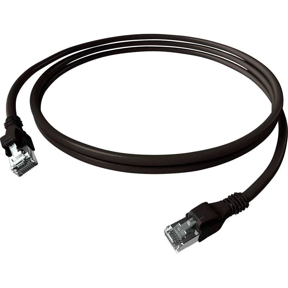 Easylan CPP1OSASAS0100 RJ45 mrežni kabel, Patch kabel CAT 6a S/FTP 10 m crna dvostruko zaštićen, bez halogena, vatrostal slika