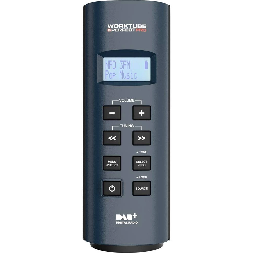 PerfectPro WORKTUBE radio za gradilište DAB+ (1012), ukw aux, DAB+, ukw otporan na udarce, mogućnost punjenja crna slika