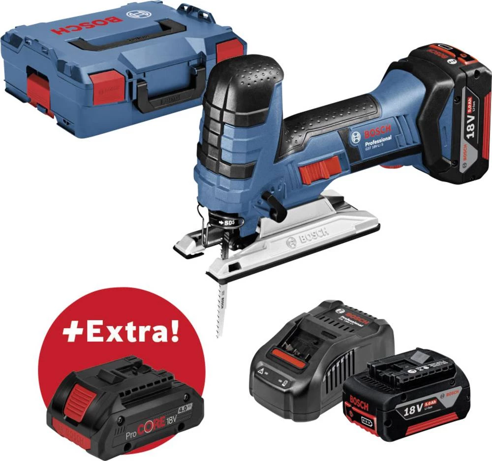 Akumulatorska ubodna pila Uklj. 3 akumulatora, Uklj. kofer 18 V 5 Ah Bosch Professional GST 18V-LI S + ProCORE18V 4Ah slika