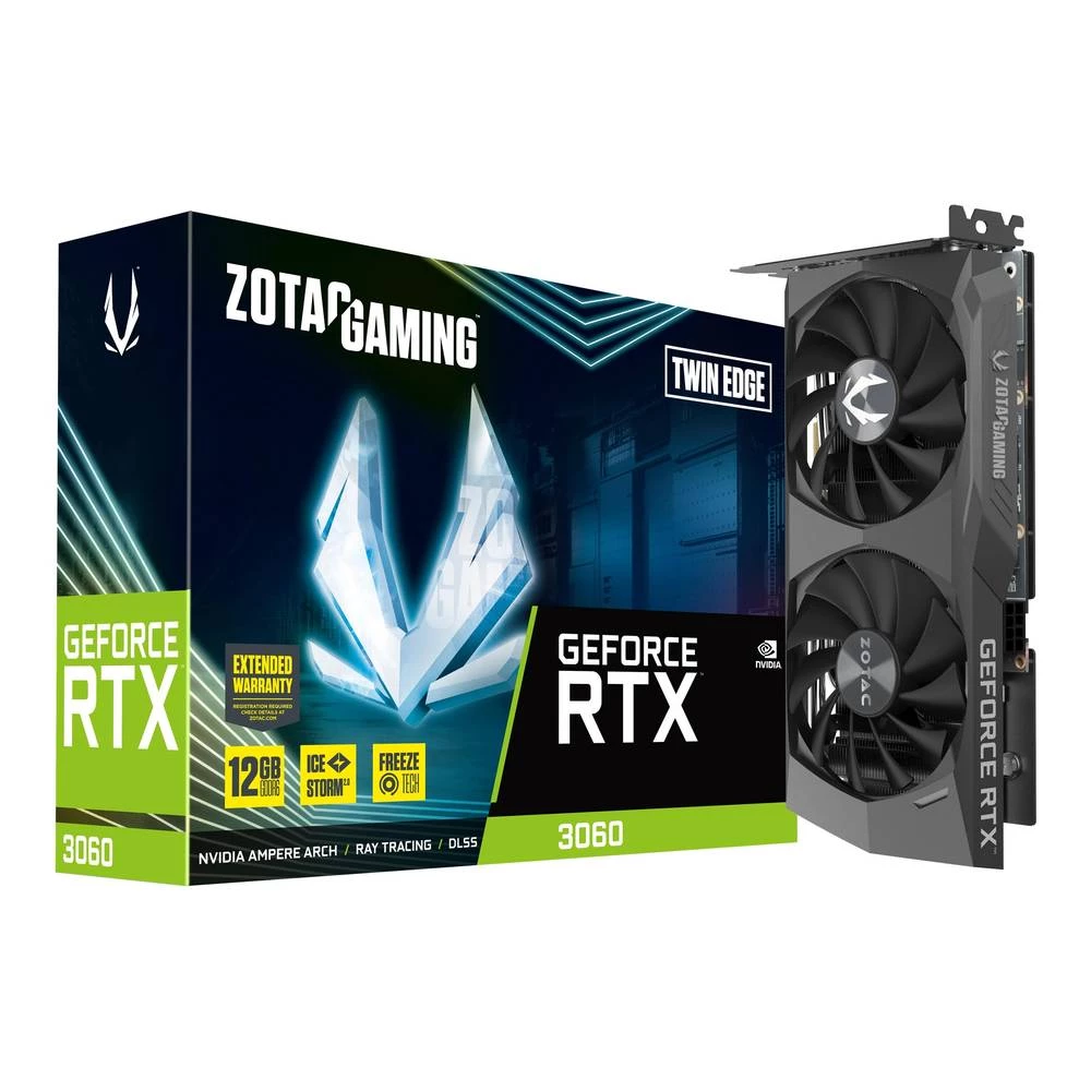 Zotac GAMING GeForce RTX 3060 Twin Edge GeForce RTX 3060 12GB GDDR6 192-bit 7680x4320 piksela PCI Express x16 4.0 Zotac grafička kartica RTX 3060 12 GB PCIe 4.0 x16 slika