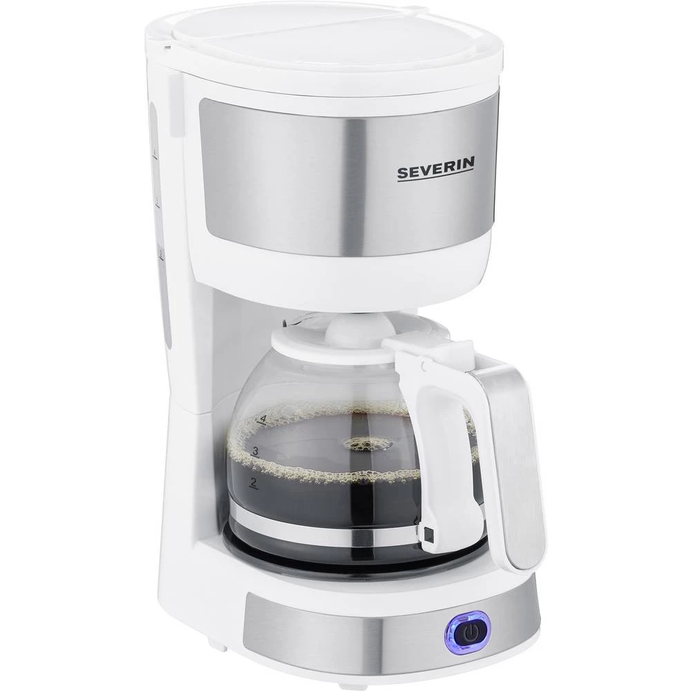 aparat za kavu Severin KA 4809 bijela, plemeniti čelik (brušeni) Kapacitet čaše=4 stakleni vrč, funkcija održavanje toplote, s f slika