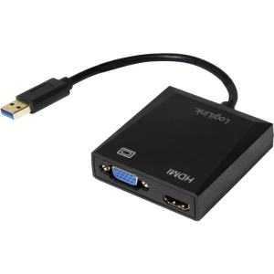 LogiLink USB / VGA / HDMI Adapter [1x Muški konektor USB 3.0 tipa A - 1x Ženski konektor VGA, Ženski konektor HDMI] Crna slika