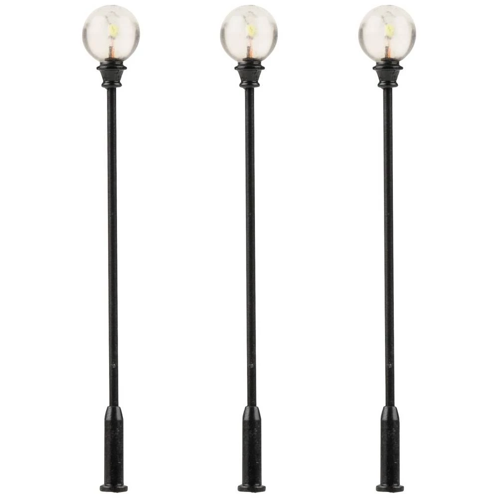 H0 LED lampa za park, kuglasto gornje svjetlo, topla bijela, 3 komada Faller h0 svjetiljka u parku jednostruka gotovi model 180113 3 St. slika