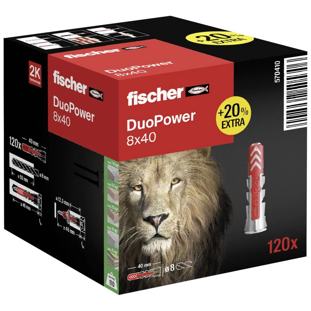 Fischer DUOPOWER 8 x 40 2-komponentna tipla 40 mm 8 mm 570410 120 St. slika