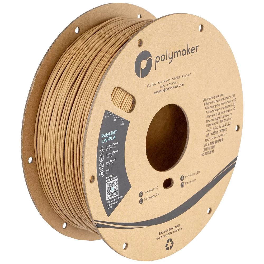 Polymaker PA08004 6938936710301 3D pisač filament LW-PLA mat, niska gustoća 1.75 mm 800 g drvo PolyLite™ kom. slika