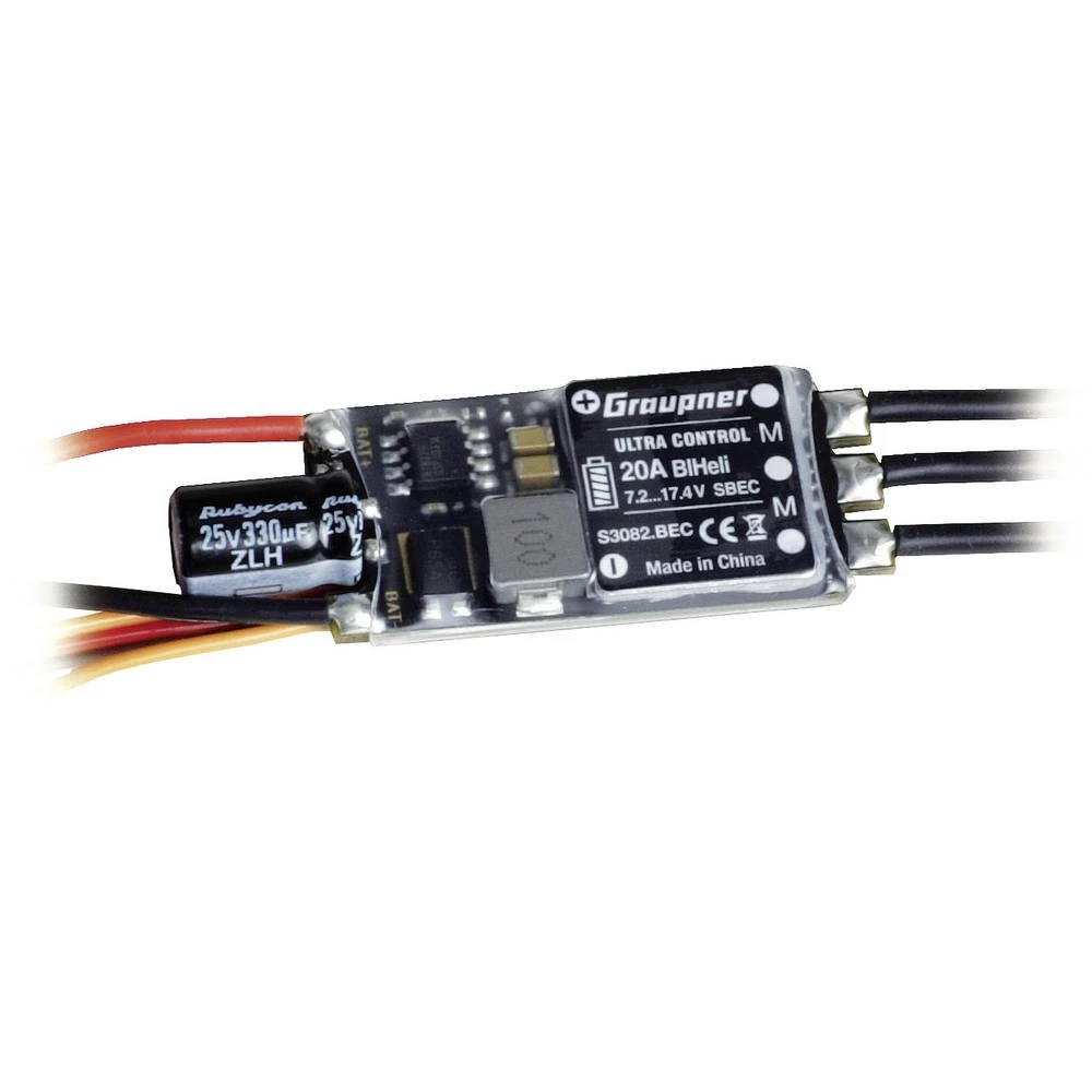 Regulator leta za Brushless modele aviona Graupner Ultra Control 20 A SBEC BL Heli Opteretivost (maks.): 20 A slika