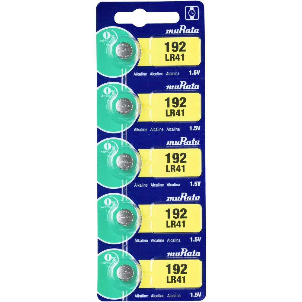 Murata LR41-BEAWW gumbasta baterija lr 41 alkalno-manganov 45 mAh 1.5 V 5 St. slika