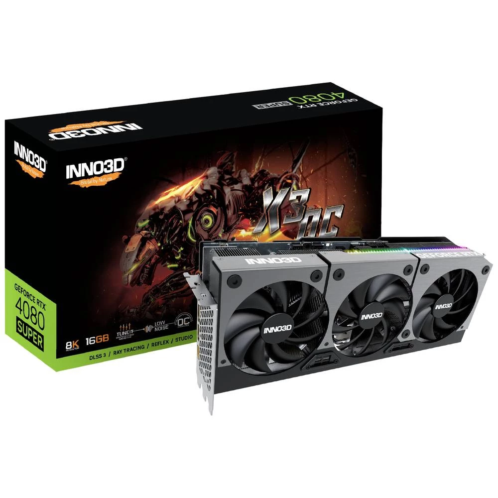 Inno 3D grafička kartica Nvidia GeForce RTX 4080 Super X3 OC 16 GB GDDR6X-RAM PCIe x16 HDMI™, DisplayPort NVIDIA G-Syn slika