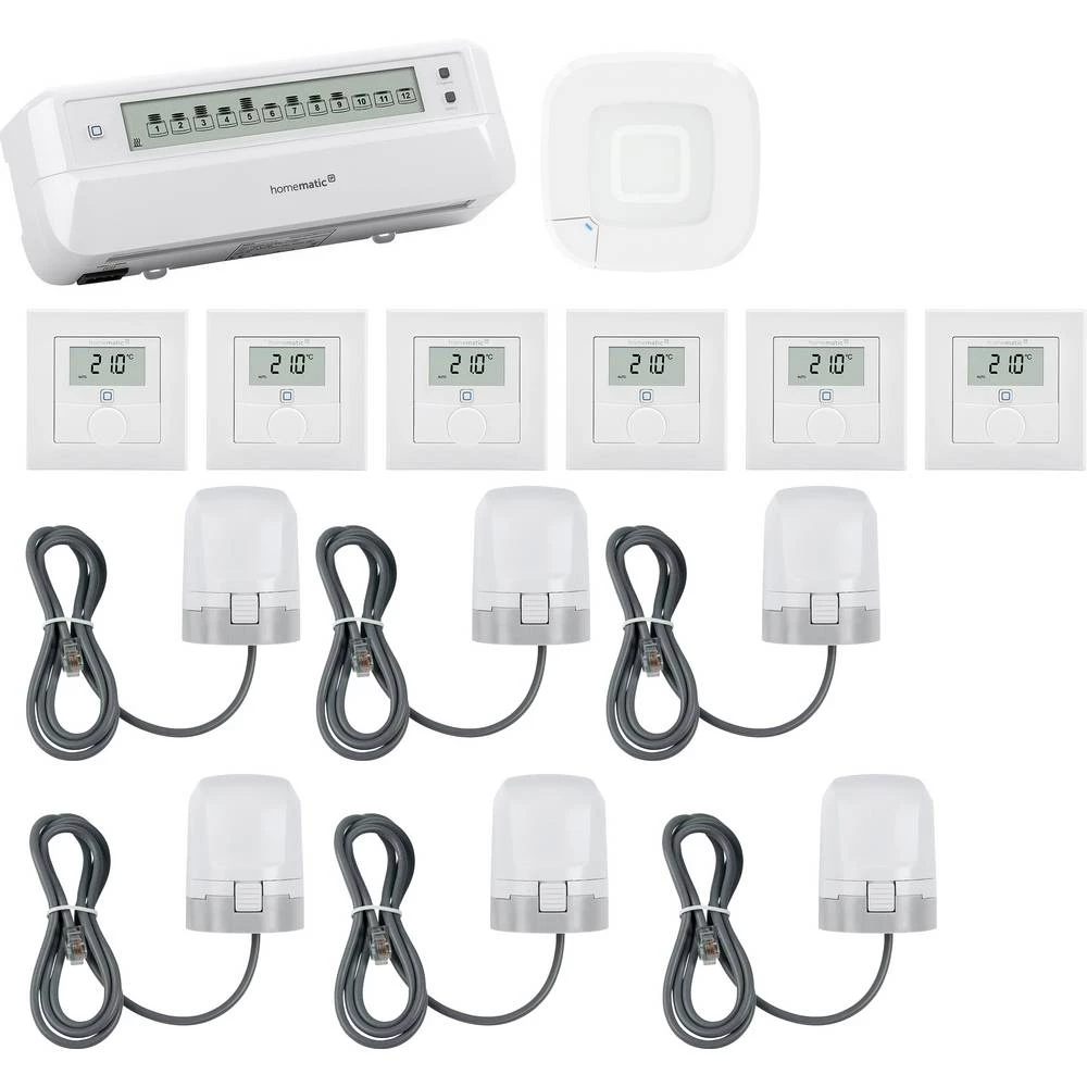 Homematic IP početni komplet podnog grijanja, pristupna točka, pogon, zidni termostat HmIP-HAP2+HmIP-WTH-1+HmIP-VDMOT+Hm slika