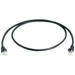 LAN (RJ45) Mreža Priključni kabel CAT 6A S/FTP 7.5 m Crna Vatrostalan, sa zaštitom za nosić, Dvostruko zaštićen, dvostruko zašti