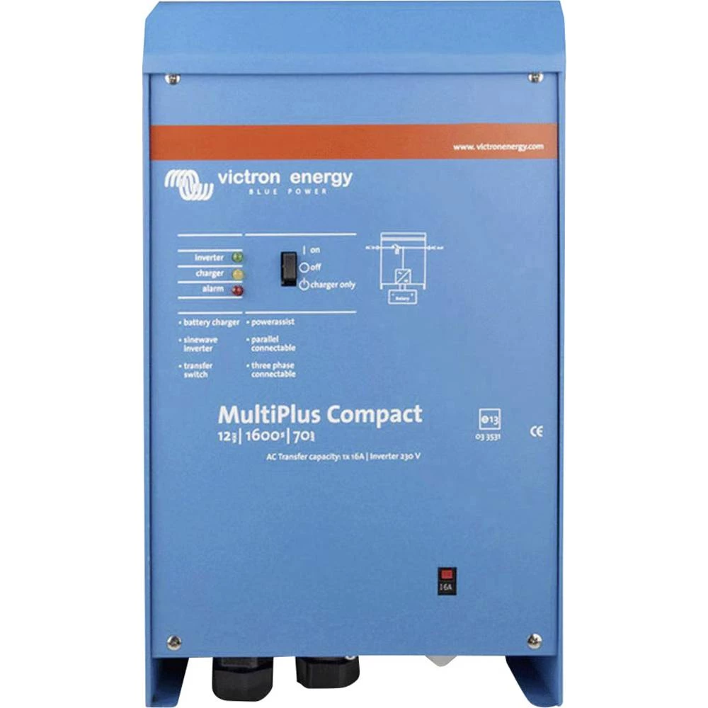Mrežni inverter Victron Energy MultiPlus C 12/1600/70-16 1600 W 12 V/DC 9.5do17 V Integrirani regulator napunjenosti Kabel slika