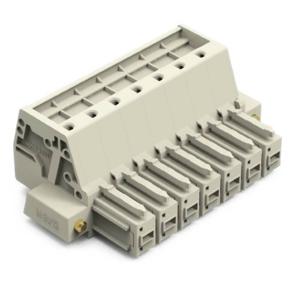 1-žilni ženski konektor, ugurati CAGE CLAMP®, 10 mm², Razmak 7,62 mm, 7-pinski, 100% zaštita od pogrešnog parenja, vijčana prirubnica, 10,00 mm², Svijetlo siva WAGO kućište kabelske utičnice Rast... slika