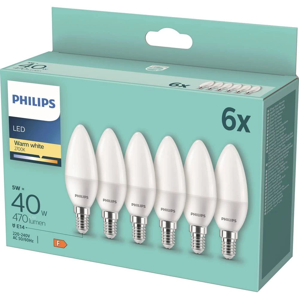 Philips Lighting 871951431344600 LED Energetska učinkovitost 2021 F (A - G) E14 oblik svijeće 5 W = 40 W toplo bijela (Ø slika