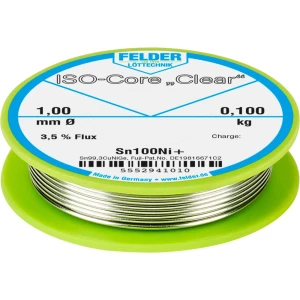 Felder Löttechnik ISO-Core "Clear" Sn100Ni+ Lemna žica Svitak Sn99.25Cu0.7Ni0.05 0.100 kg 1 mm slika