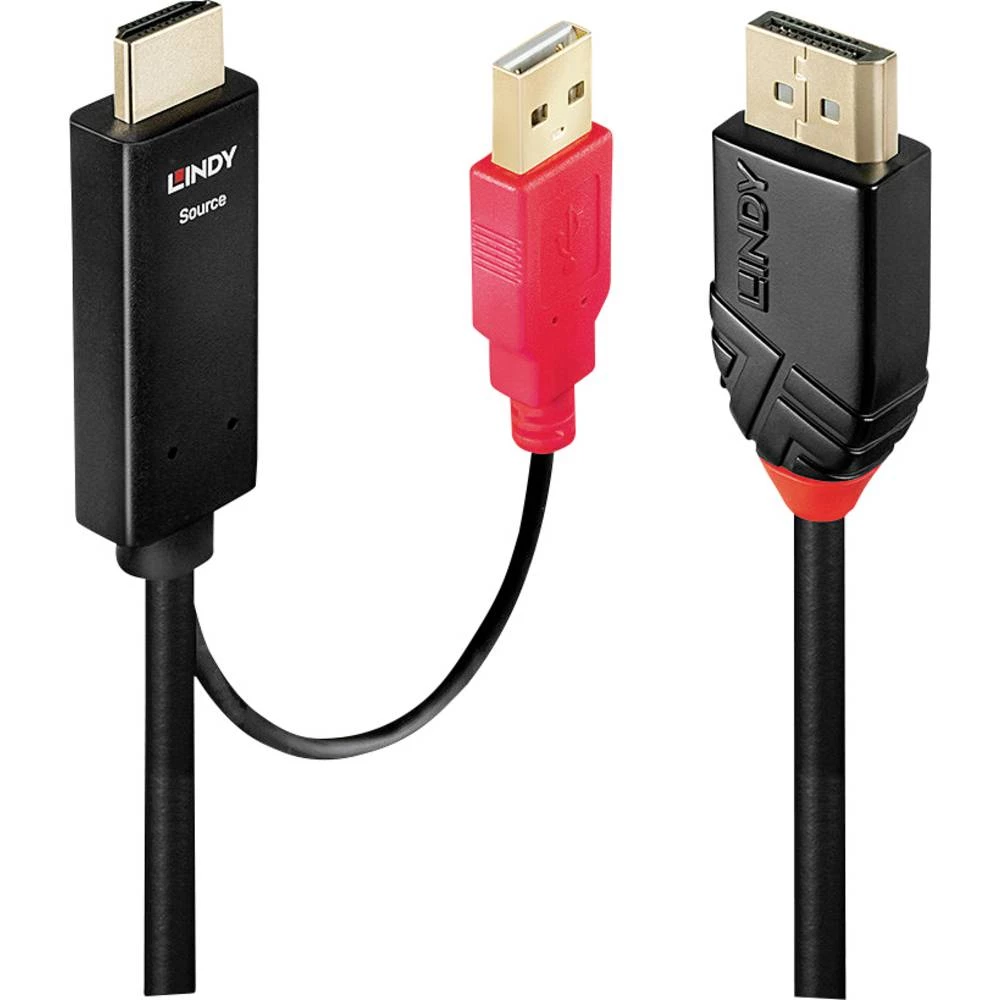 LINDY S-Video priključni kabel 2.00 m 41426 pozlaćeni kontakti crna/crvena [1x muški konektor HDMI, USB - 1x muški konek slika