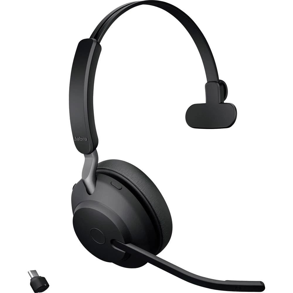 Jabra Evolve2 65 monaural On Ear Headset Bluetooth® mono crna kontrola glasnoće, indikator napunjenosti baterije, utišav slika