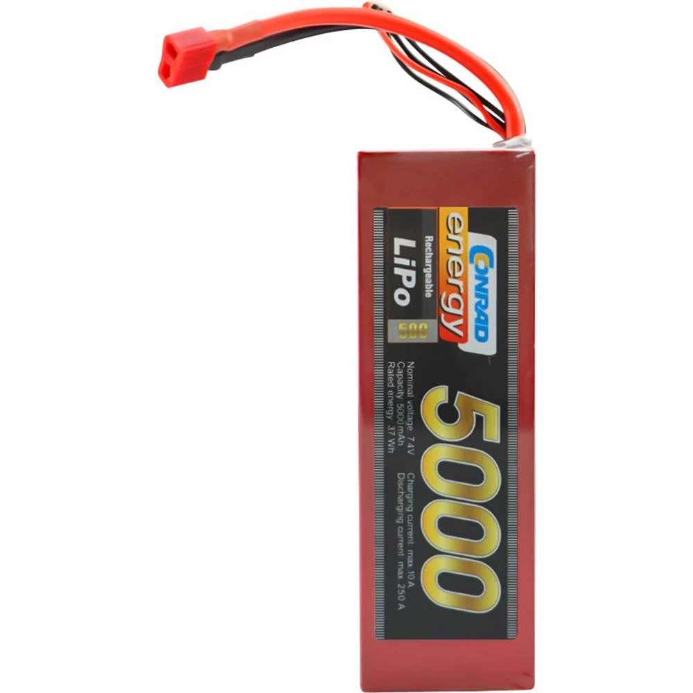 Conrad energy lipo akumulatorski paket za modele 7.4 V 5000 mAh Broj ćelija: 2 50 C kutija tvrda  sustav T-konektora slika