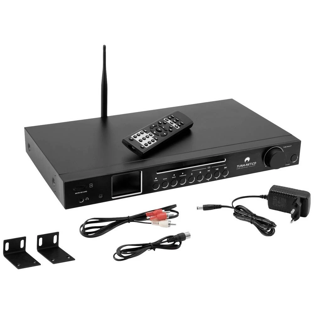 Omnitronic TUNA-NET-CD internet CD radio DAB+ (1012), internet, FM Bluetooth®, DAB+, internetski radio , WLAN, CD, SD  uklj. daljinski upravljač, podržava DLNA crna slika
