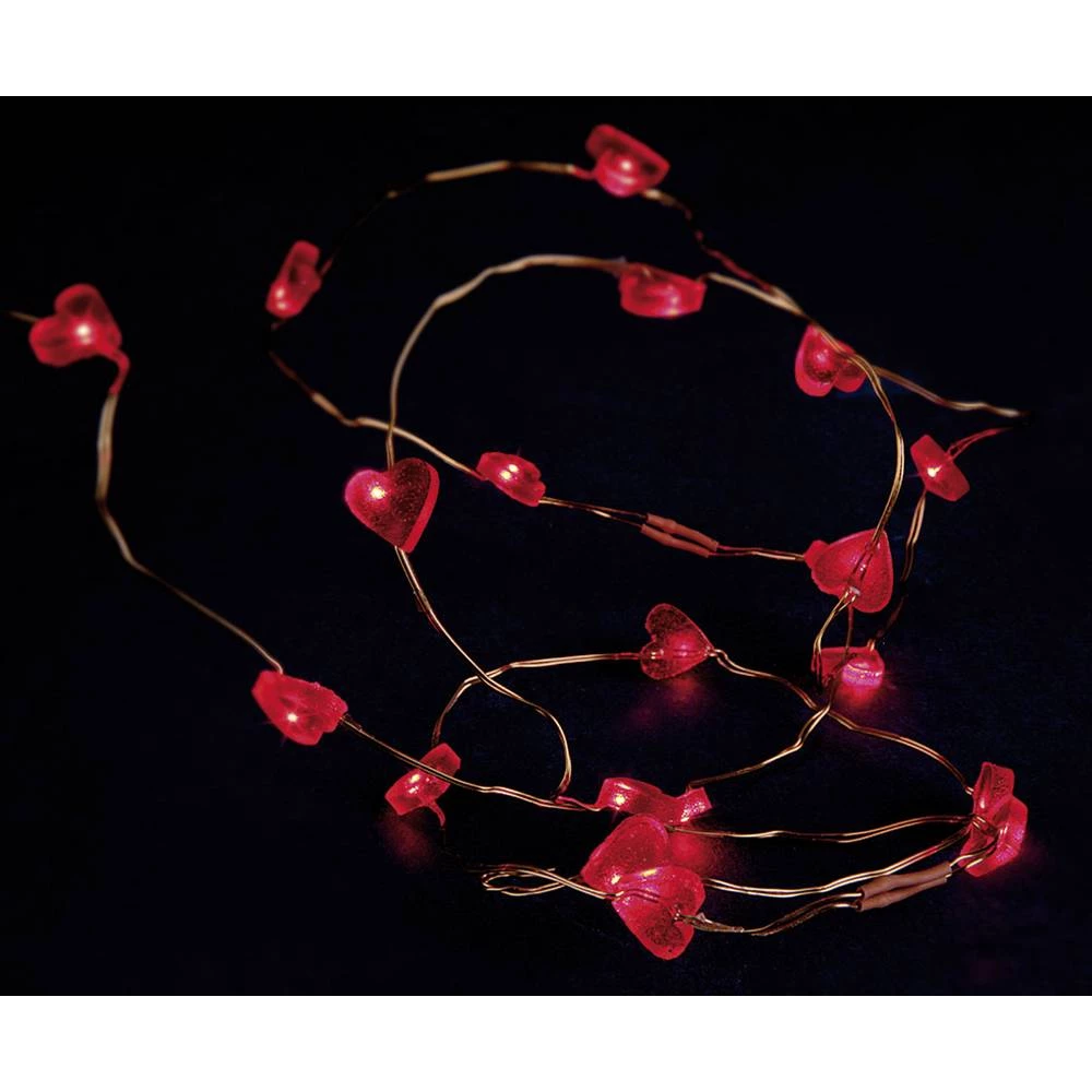 Hellum 570854 Svjetlosni lanac s motivom Srca Unutra baterijski pogon LED Crvena Osvjetljena duljina: 1.05 m slika