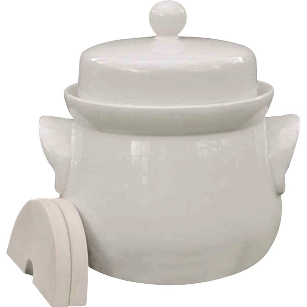 3240 Mini-Gärtopf creme 4,0 l mit Deckel und Steinen lonac za fermentaciju slika