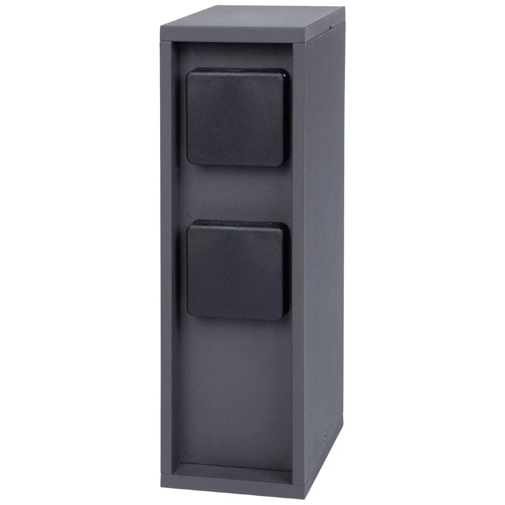 Bold Pado vanjska utičnica vrtna utičnica stup s 4-smjernim utikačem u antracit boji (IP44 vanjski energetski stup, 3680 watta, kvadrat, 30 x 12 x 9 cm, jednostavan za postavljanje) BOLD 10616 vrtn... slika