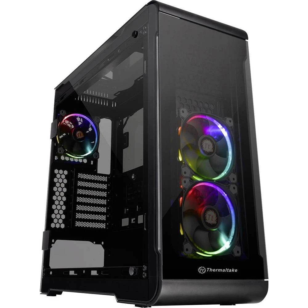 Midi-Tower Kućište za računala Thermaltake View 32 Tempered Glass RGB Crna 3 predinstalirana LED ventilatora, Bočni prozor, Inst slika