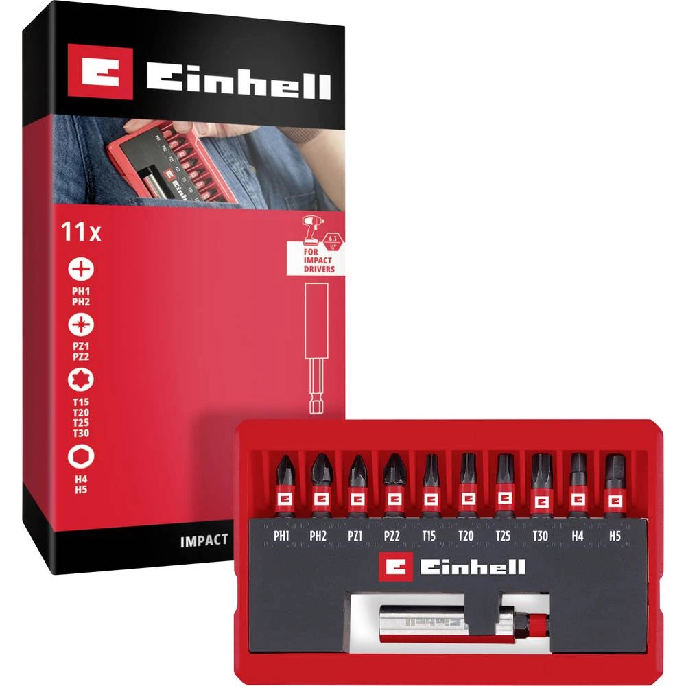 Einhell Impact Bit Taschenbox 11tlg 118673 bit komplet 1/4" (6.3 mm), PH, PZ, šesterokut, TX slika