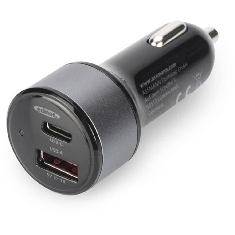 ednet Dual USB-C 84104 USB punjač Osobno vozilo, Teretno vozilo Izlazna struja maks. 3000 mA 2 x USB, Ženski konektor USB-C slika