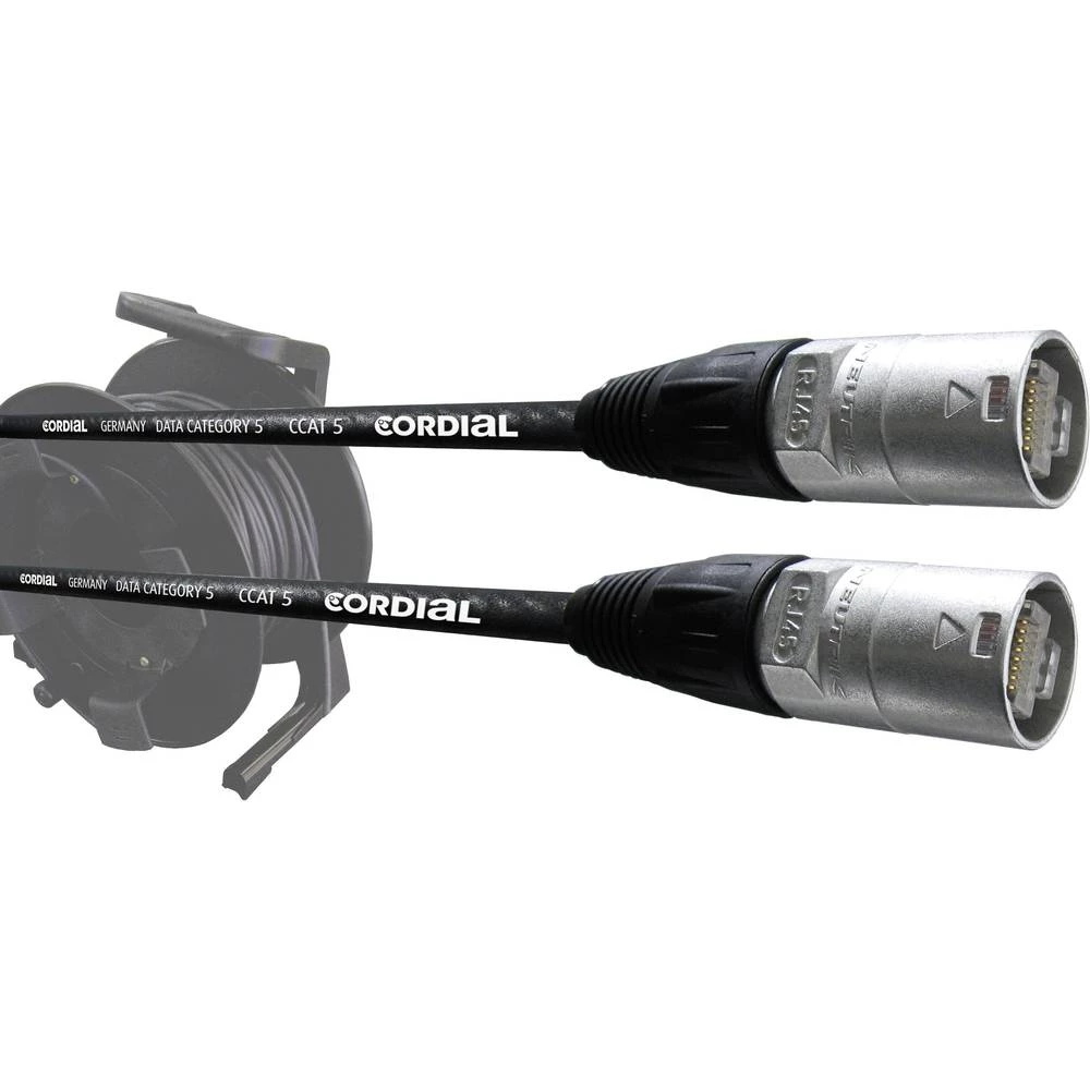 LAN (RJ45) Mreža Priključni kabel CAT 5e S/UTP 50 m Crna PUR plašt, Pletena zaštita Cordial slika