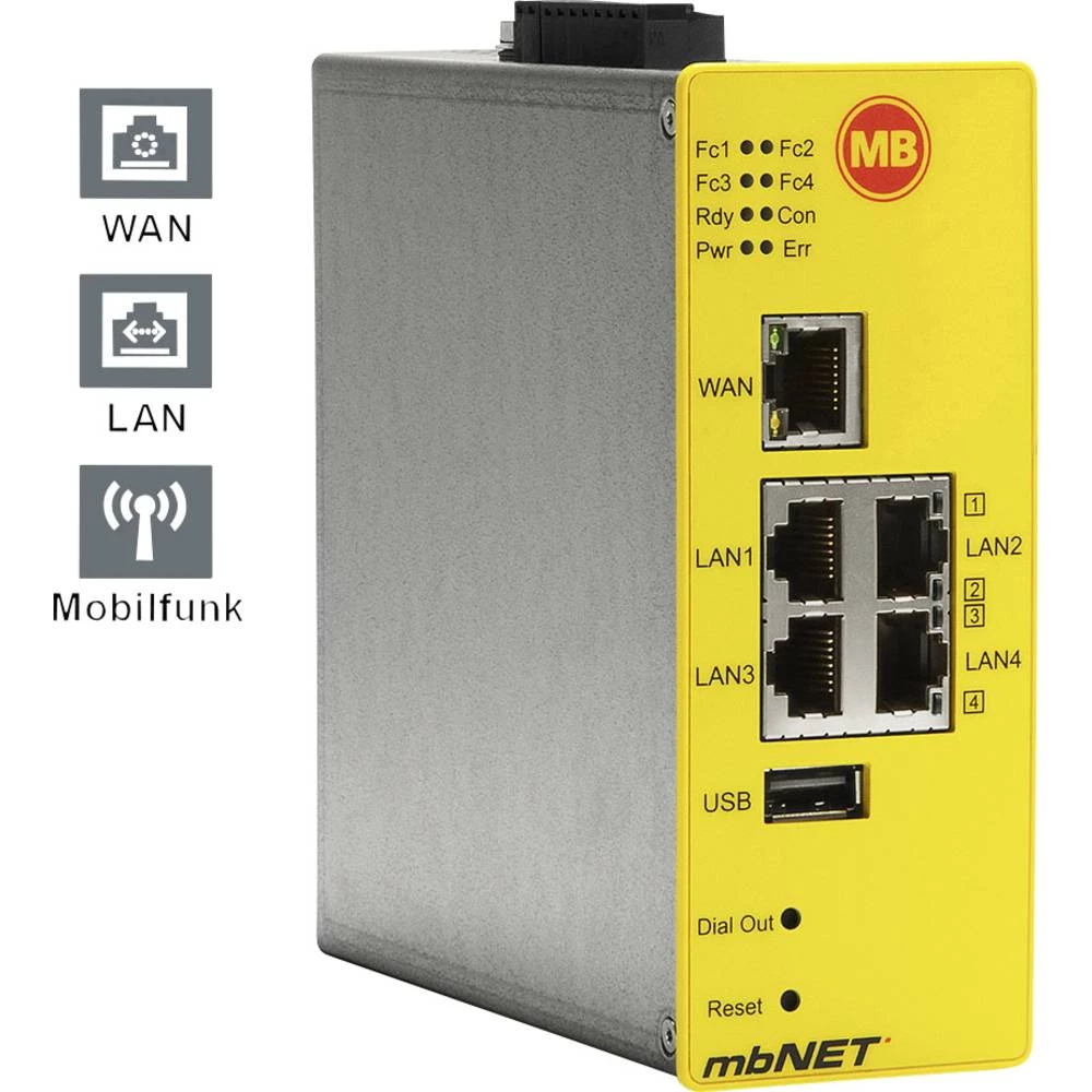 Industrijski ruter USB, LAN, 3G, RS-232, RS-485 MB Connect Line GmbH Broj ulaza: 4 x Broj izlaza: 2 x 24 V/DC slika