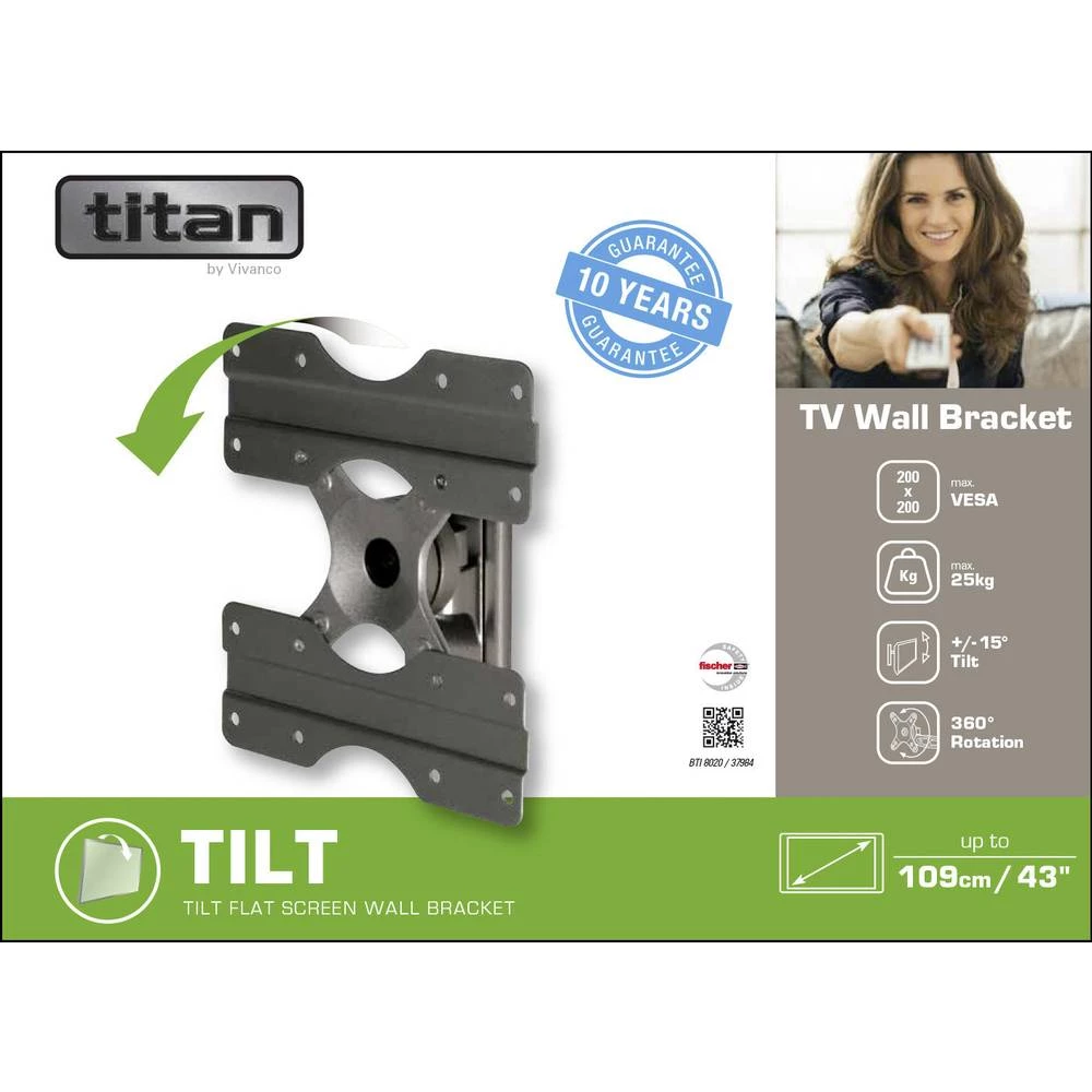 Zidni držač za TV 81,3 cm (32") - 109,2 cm (43") Mogučnost savijana Vivanco BTI 8020 slika