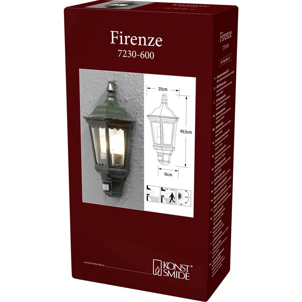 Konstsmide Firenze 7230-600 vanjsko zidno svjetlo s detektorom pokreta E27 100 W zelena slika