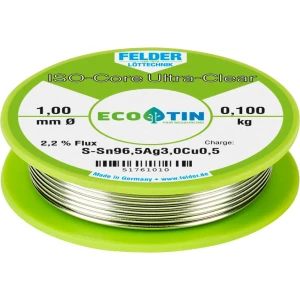 Felder Löttechnik ISO-Core "Ultra Clear" SAC305 Lemna žica Svitak Sn96.5Ag3Cu0.5 0.100 kg 1 mm slika