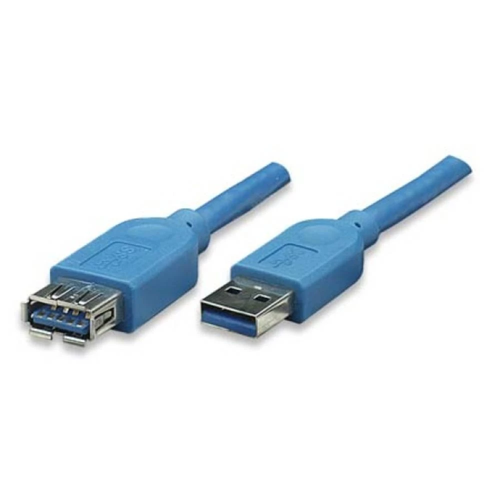 TECHly USB 3.0 Produžetak [1x Muški konektor USB 3.0 tipa A - 1x Ženski konektor USB 3.0 tipa A] 0.5 m Plava boja pozlaćeni kont slika
