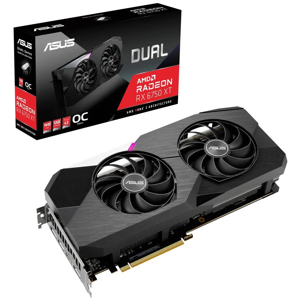 Asus grafička kartica AMD Radeon RX 6750 XT Dual Overclocked 12 GB GDDR6-RAM PCIe  HDMI™, DisplayPort slika