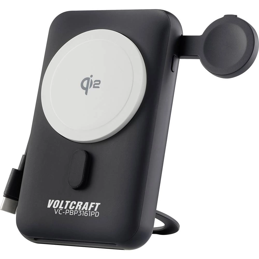 VOLTCRAFT VC-PBP3161PD Wireless Powerbank 10000 mAh Qi Wireless Charging Li-Ion crna slika