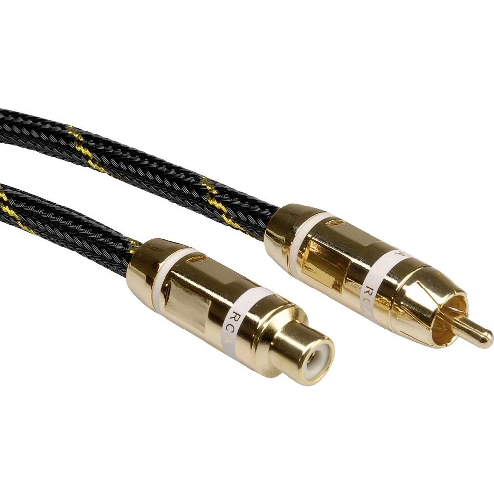 Roline Cinch video priključni kabel [1x muški cinch konektor - 1x ženski cinch konektor] 2.50 m crna/zlatna slika