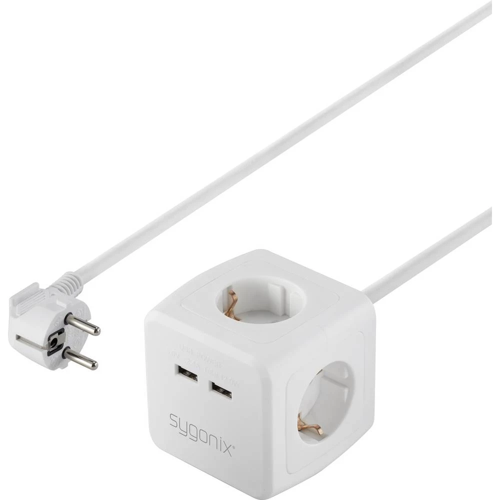 Sygonix SY-4538532 utičnica kocka 4-struki bijela utičnica 1 St. slika