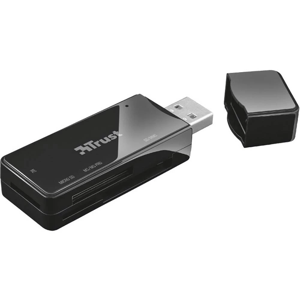 Vanjski čitač memorijskih kartica USB 2.0 Trust Nanga USB 2.0 Cardreader Crna slika