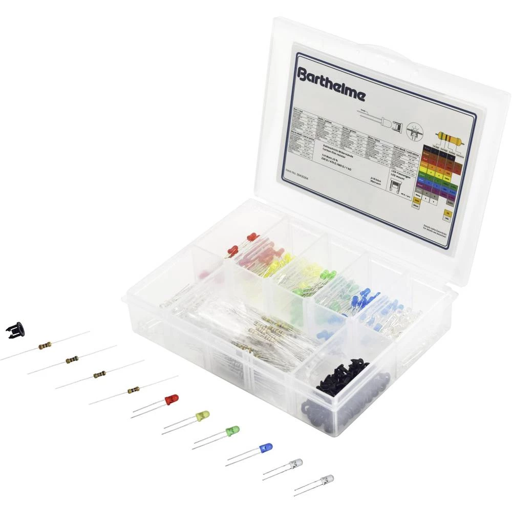 Barthelme LED komplet Crvena, Plava boja, Zelena, Žuta, Hladno-bijela, Toplo-bijela Okrugli 5 mm 120 mcd, 800 mcd, 2000 mcd, 140 slika