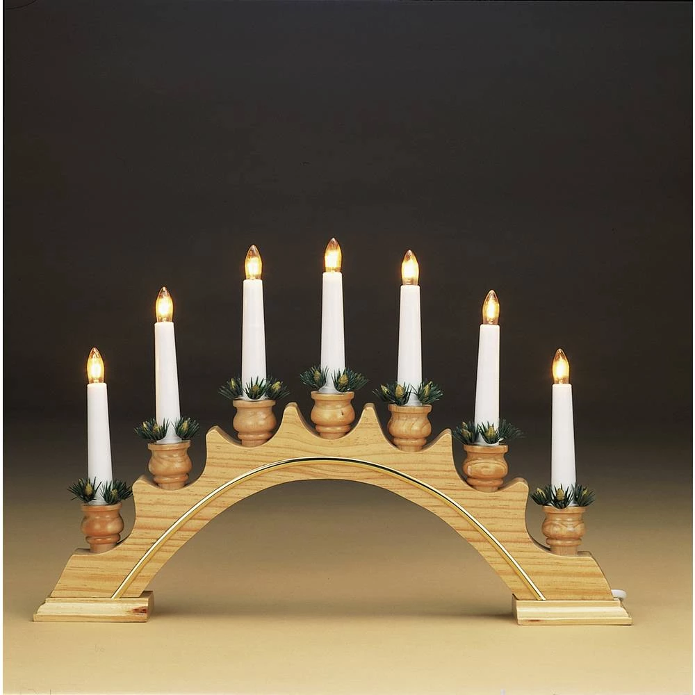 Hellum 873306 svjetlosni luk drveni svijećnak toplo bijela žarulja prirodna <br slika