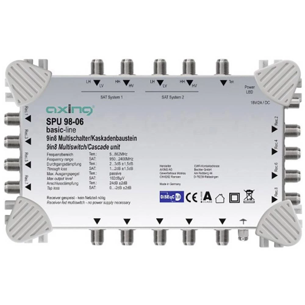 Satelitski multiprekidač kaskadni Axing SPU 98-06 Broj sudionika: 8 slika