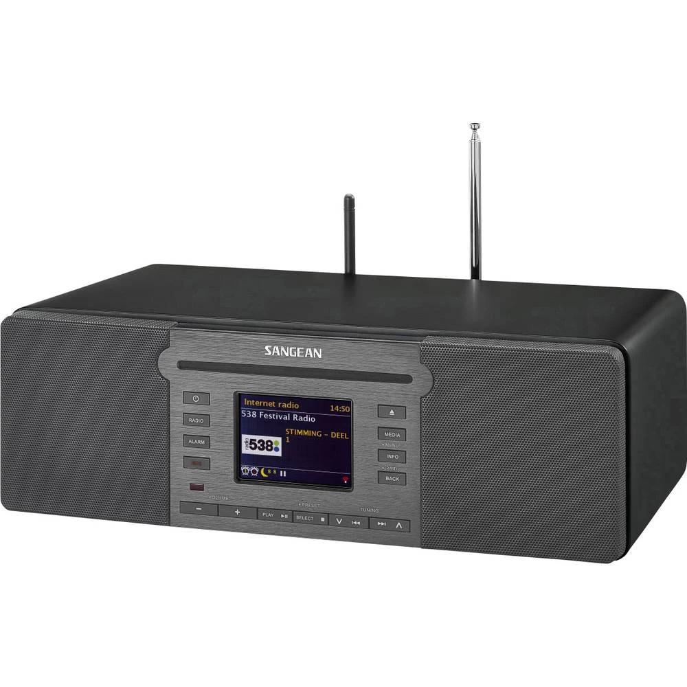 Internet CD radio Sangean Revery R6 AUX, Bluetooth, CD, DAB+, NFC, SD, UKW, USB, WLAN Crna slika