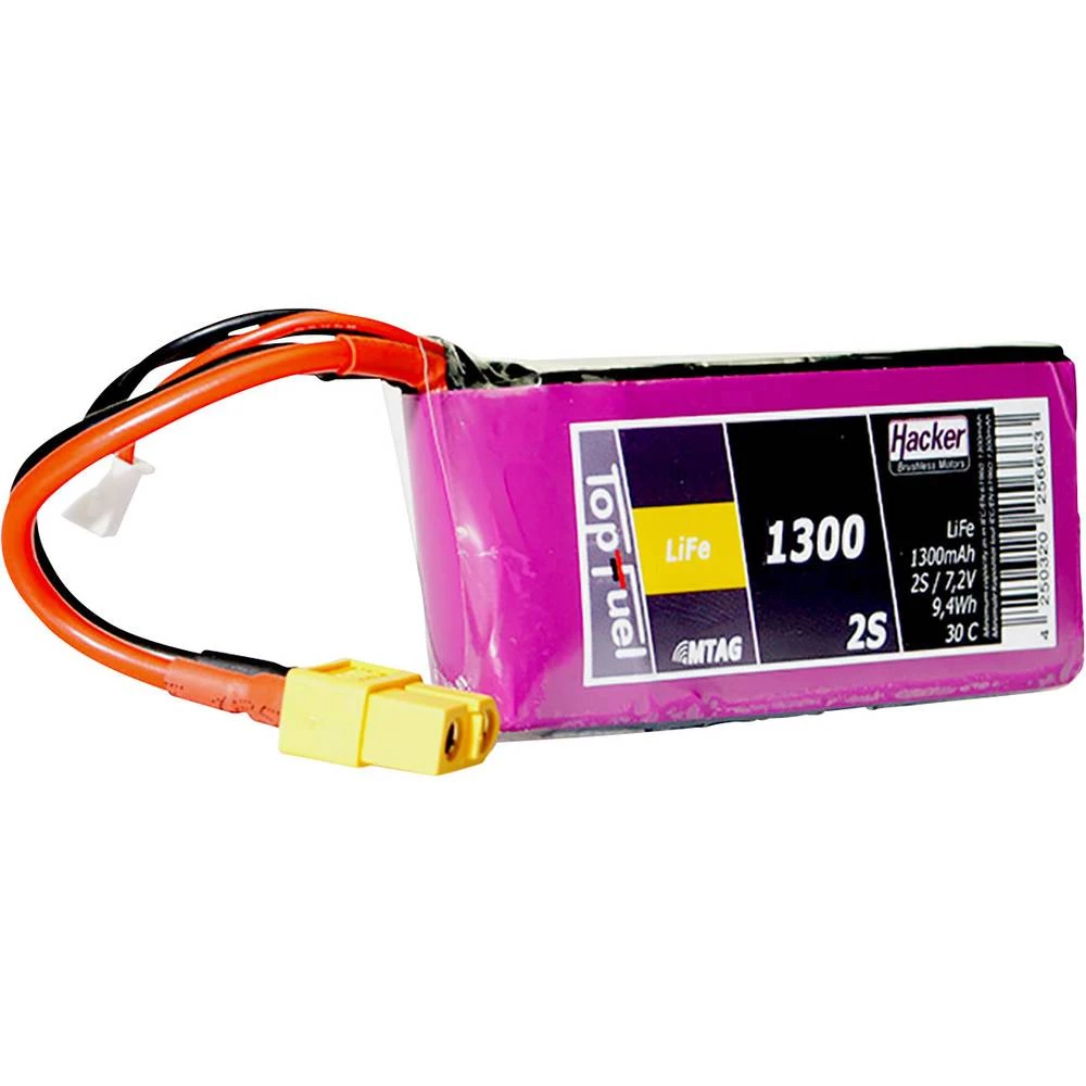 LiFe akumulatorski paket za modele 6.6 V 1300 mAh Broj ćelija: 2 30 C Hacker Softcase XT60 slika