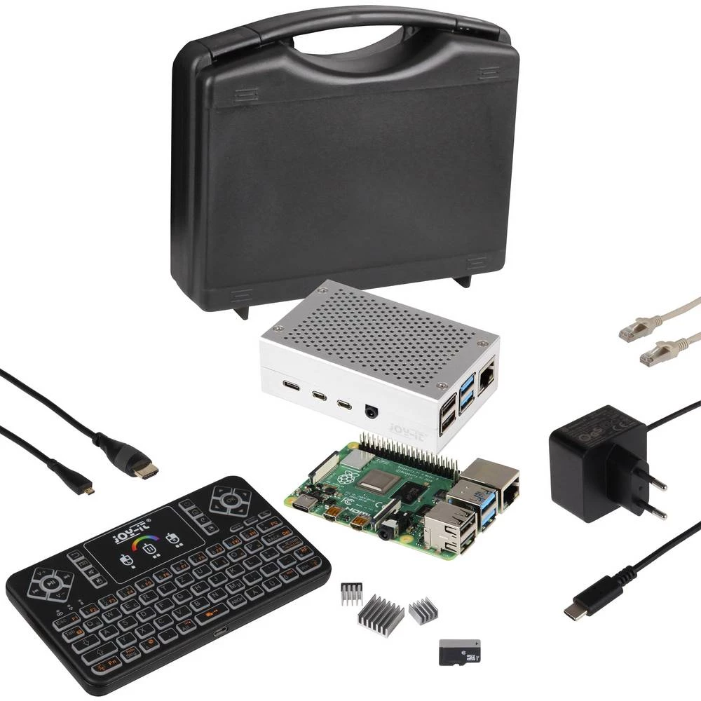 Raspberry Pi&reg; 4 B Pi-Cast Set 1 GB 4 x 1.5 GHz uklj. tipkovnica, uklj. kućište, Uklj. napajanje, uklj. hladnjak, uklj. HDMI slika