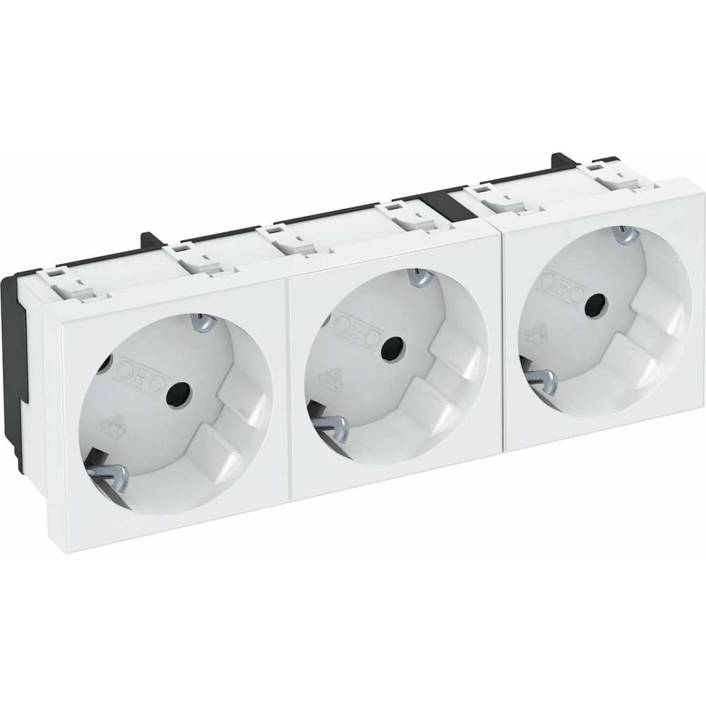 OBO Bettermann 6120122 Kabelske kanalice OBO utičnica SCHUKO STD-D3 RW3 33 ° 3x čista bijela Bijela slika