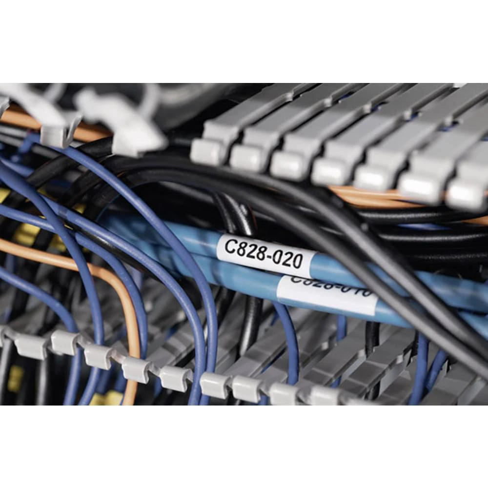 Oznake za termo pisače Vrsta montaže: Lepljenje Bijela + prozirna HellermannTyton TAG9TD3-1209-WHCL-1209-CL/WH 596-91209 1 ST slika